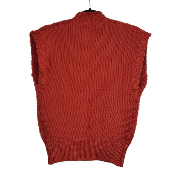 Viole Elegance Womens Vintage Burnt Red Orange Boucle Knit Sweater Vest Size M - Picture 4 of 9